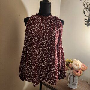 Stylish Open-Shoulder Floral Blouse